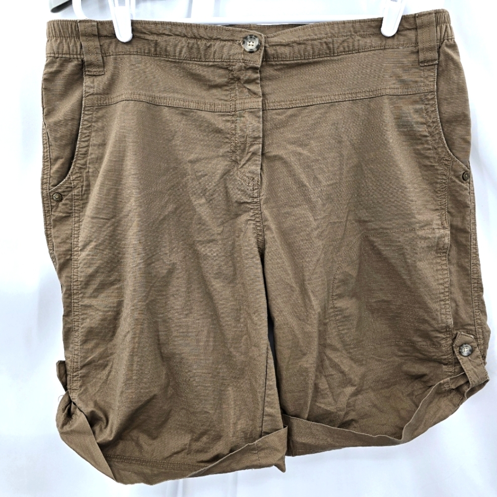 Woolrich Women's Ripstop Rollup Hiking Shorts Brown 36‎ Inch Waist Size 18-20.